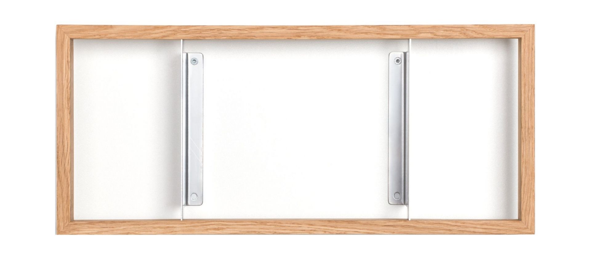 Detailansicht des Regal b Eiche, ein kleines, einzigartiges Wandregal mit Halterungen.